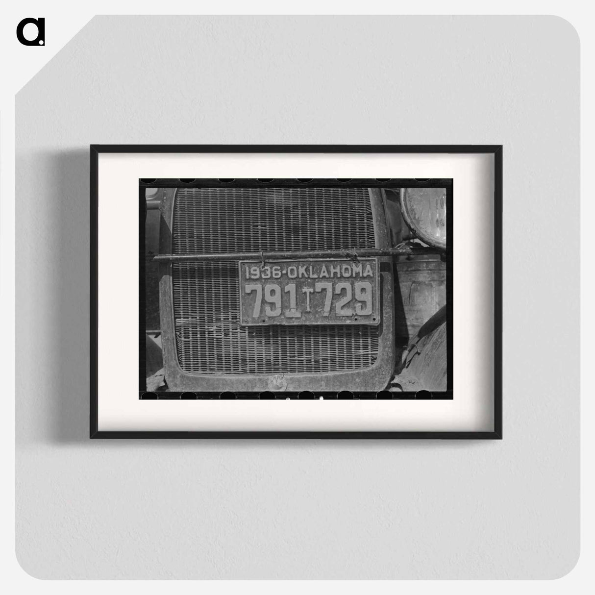 Radiator and license of Oklahoma cotton picker's car - Dorothea Lange Poster.