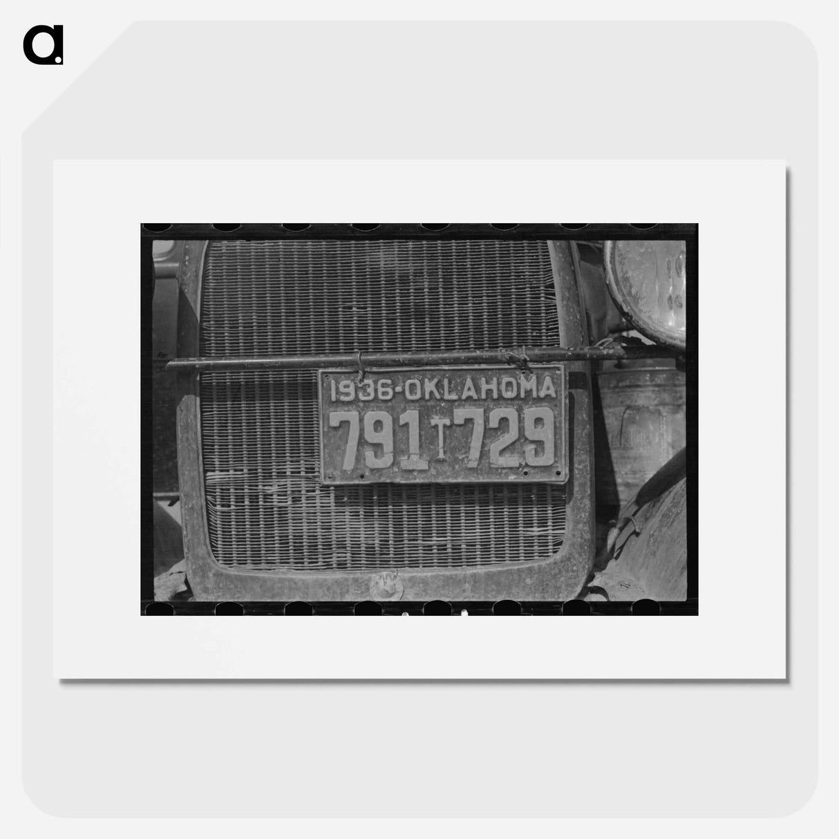 Radiator and license of Oklahoma cotton picker's car - Dorothea Lange Poster.