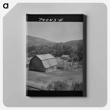 アートパネル-Barn with Farmer and Livestock
 - ラッセル リー Canvas.