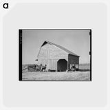 アートポストカード-Barn with Farmer and Livestock
 - ラッセル リー Postcard.