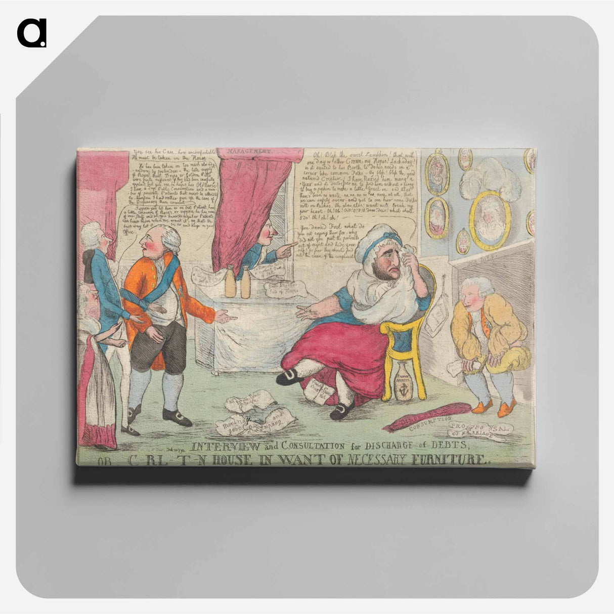 アートパネル-Interview and Consultation for Discharge of Debts, or, C-RL-T-N House in Want of Necessary Furniture
 - イェール大学アートギャラリー Canvas.