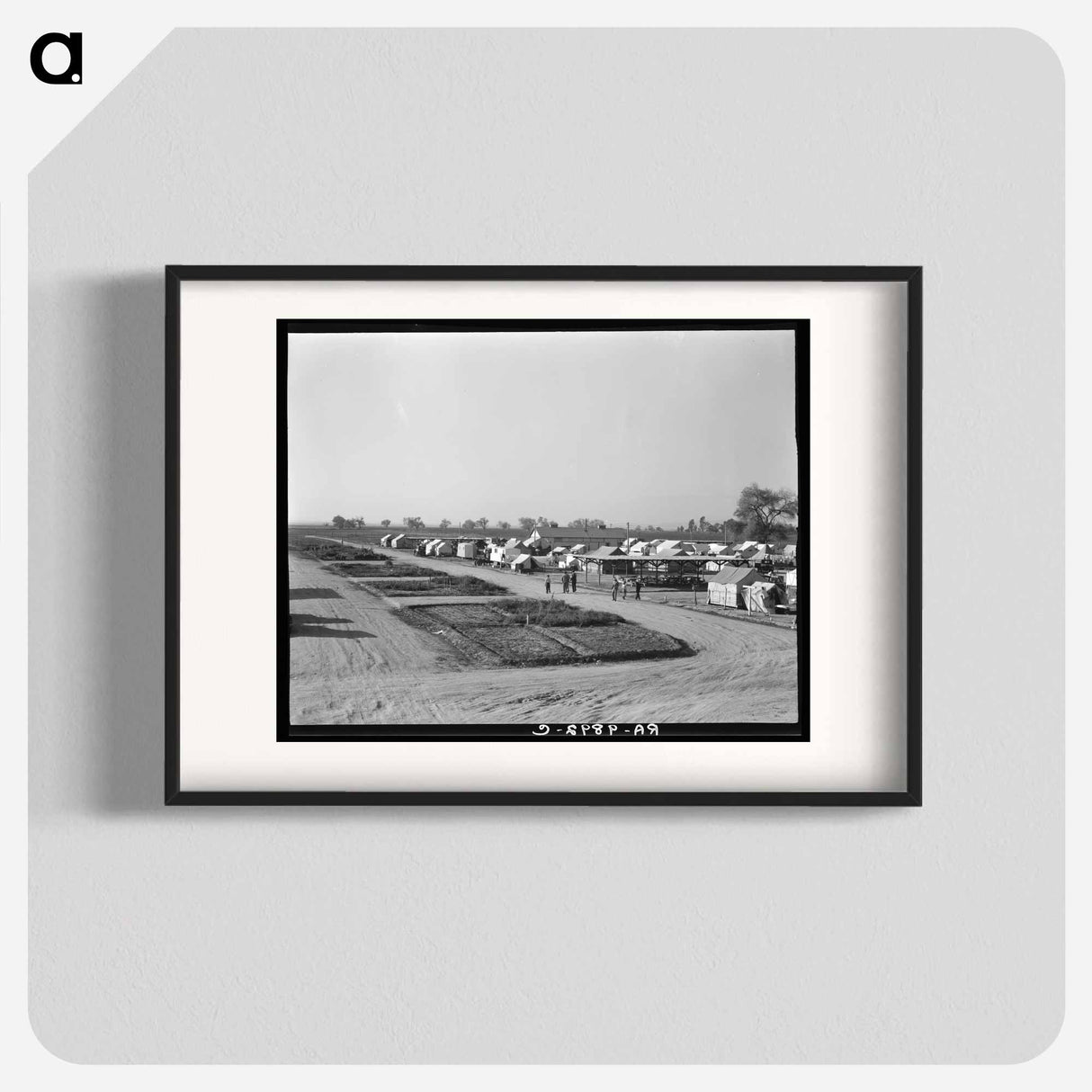 View of Kern County migrant camp showing community garden plots - ドロテア ラング Poster.