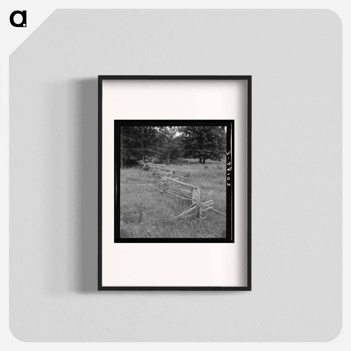 Rail fence with poor barbed wire fence in foreground - Dorothea Lange Poster.