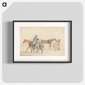 アートポスター-After the Race: Owner or Trainer Riding and Conversing with Jockey on Trainer's Hack; at Right, a Racehouse Being Watered and Rugged after Racing
 - イェール大学アートギャラリー Poster.