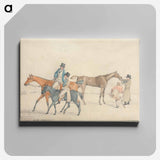 アートパネル-After the Race: Owner or Trainer Riding and Conversing with Jockey on Trainer's Hack; at Right, a Racehouse Being Watered and Rugged after Racing
 - イェール大学アートギャラリー Canvas.