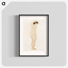 アートポスター-Naked woman posing sensually, vintage erotic art. Nude, standing with hands on head
 - イェール大学アートギャラリー Poster.