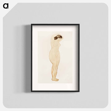 Naked woman posing sensually, vintage erotic art. Nude, standing with hands on head
 - イェール大学アートギャラリー Poster.