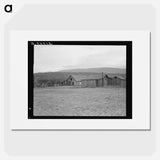 Partly-developed stump ranch seen across cleared grain field - Dorothea Lange Poster.