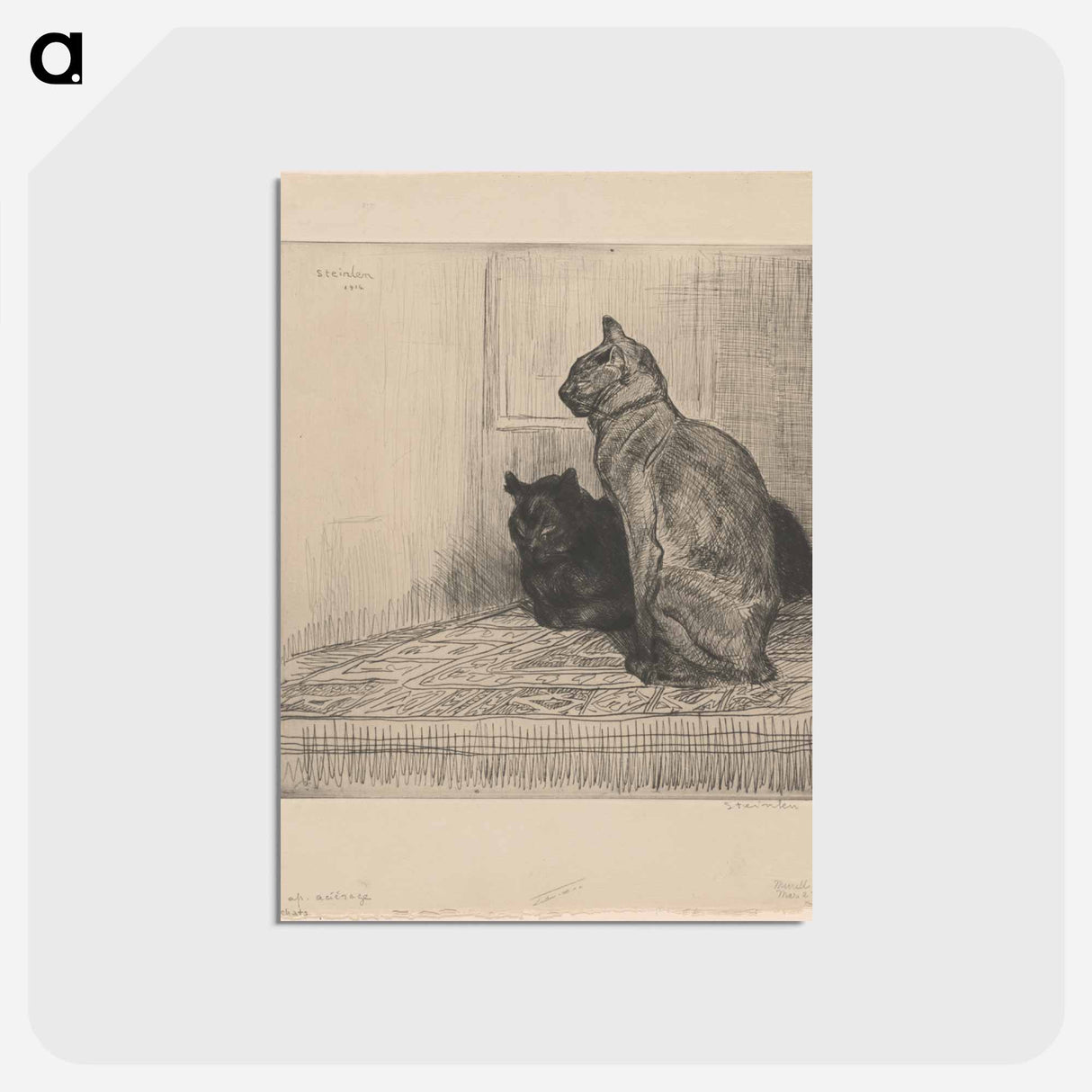 アートポストカード-Deux chats sur un meuble
 - ボストン公共図書館 Postcard.