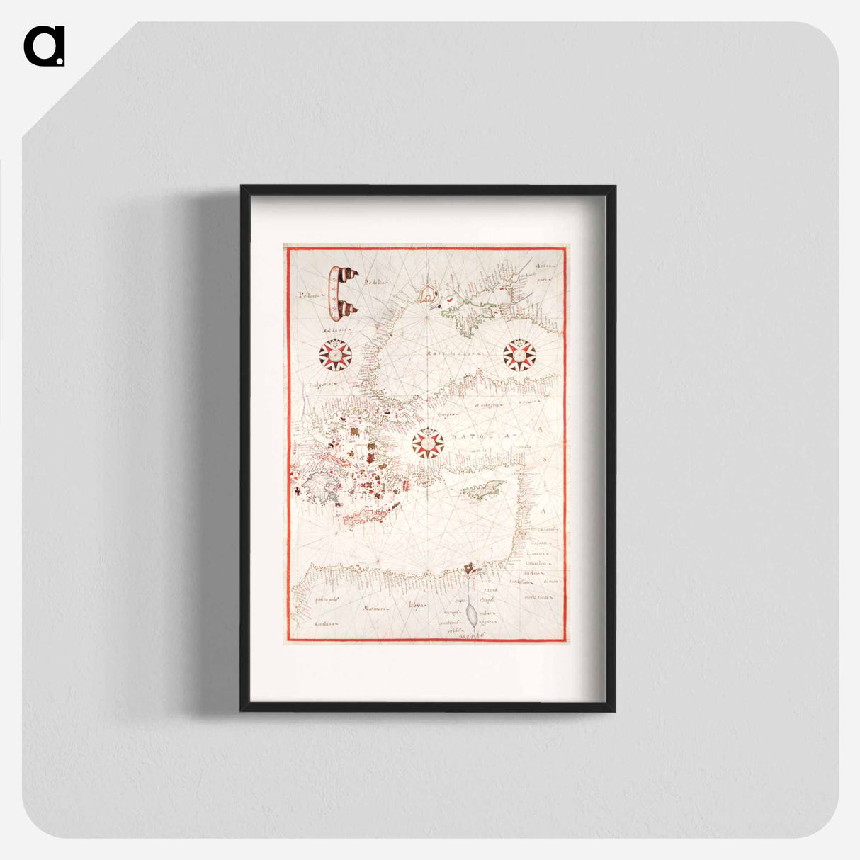 Portolan atlas of the Mediterranean Sea, western Europe, and the northwest coast of Africa - アンティーク地図 Poster.