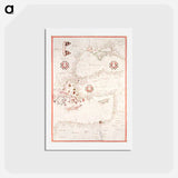 アートポストカード-Portolan atlas of the Mediterranean Sea, western Europe, and the northwest coast of Africa - アンティーク地図 Postcard.