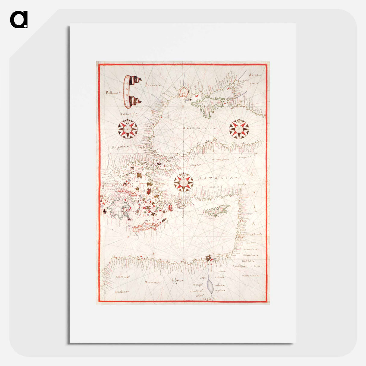 Portolan atlas of the Mediterranean Sea, western Europe, and the northwest coast of Africa - アンティーク地図 Poster.