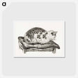 アートポストカード-Lying cat on a pillow - ジャン ベルナール Postcard.