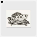 アートポストカード-Lying cat on a pillow - ジャン ベルナール Postcard.