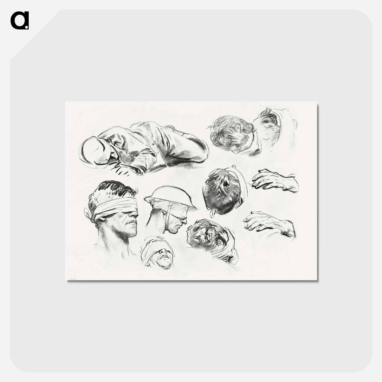 アートポストカード-Studies for "Gassed" by John Singer Sargent - ジョン シンガー サージェント Postcard.
