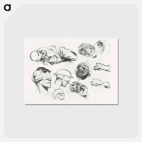 アートポストカード-Studies for "Gassed" by John Singer Sargent - ジョン シンガー サージェント Postcard.