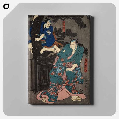 アートパネル-Japanese actors - one standing, one in tree - 歌川 国芳 Canvas.