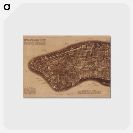 アートポストカード-New York City - アンティーク地図 Postcard.