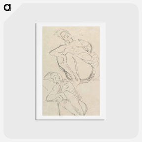 アートポストカード-Two Studies for a Crouching Woman - グスタフ クリムト Postcard.