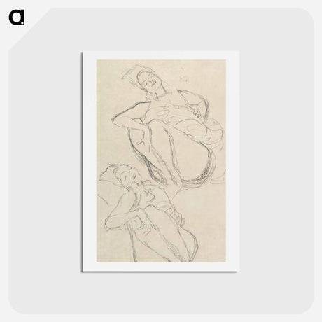 アートポストカード-Two Studies for a Crouching Woman - グスタフ クリムト Postcard.