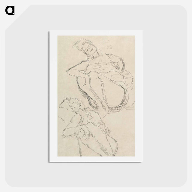 アートポストカード-Two Studies for a Crouching Woman - グスタフ クリムト Postcard.