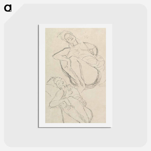 Two Studies for a Crouching Woman - グスタフ クリムト Postcard.