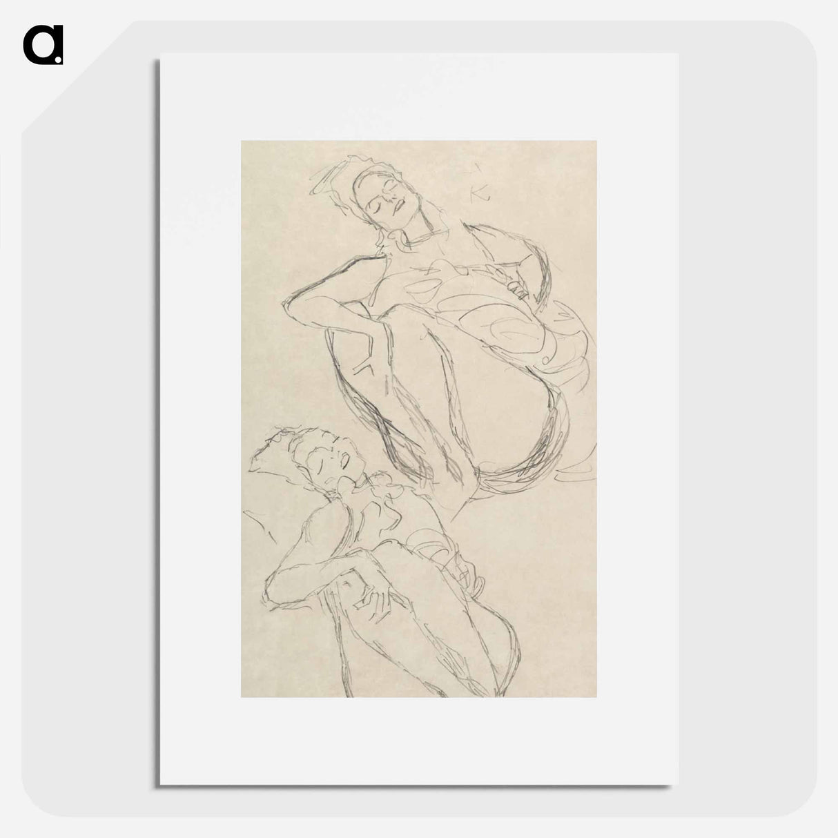 Two Studies for a Crouching Woman - Gustav Klimt Poster.