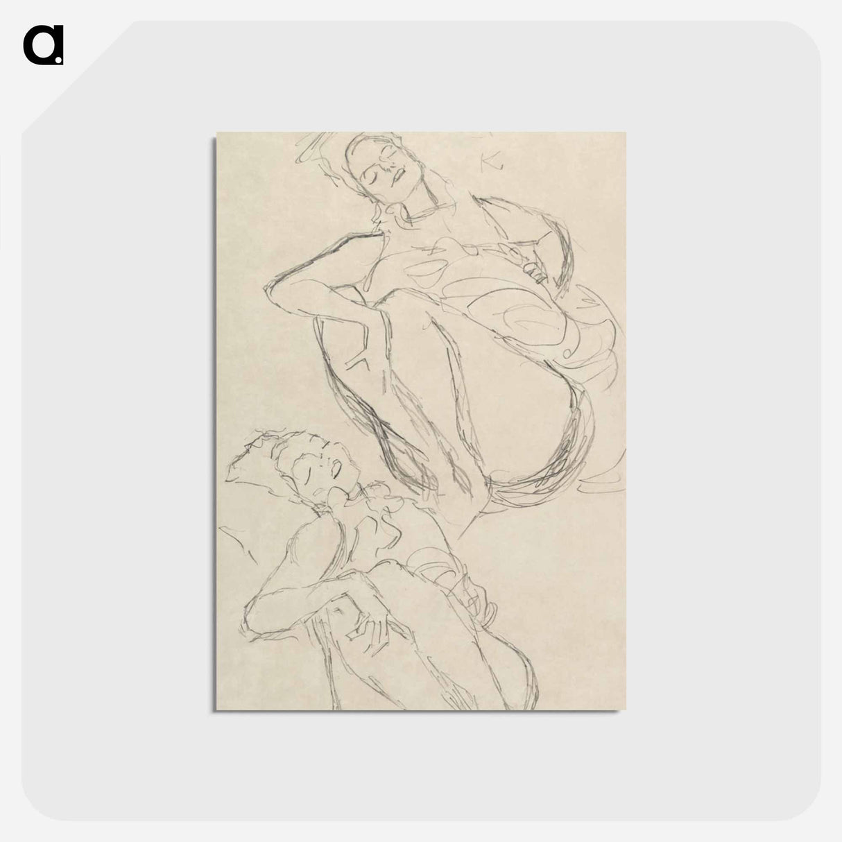 アートポストカード-Two Studies for a Crouching Woman - グスタフ クリムト Postcard.