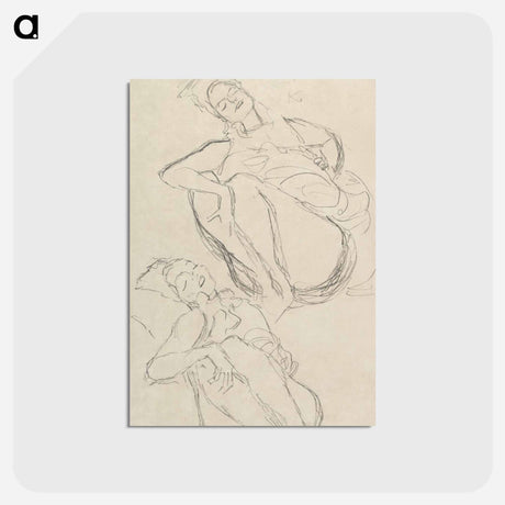 アートポストカード-Two Studies for a Crouching Woman - グスタフ クリムト Postcard.