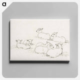 アートパネル-Six lying lambs - ジャン ベルナール Canvas.