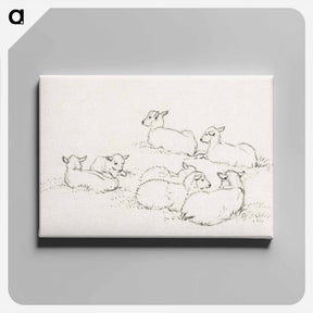 アートパネル-Six lying lambs - ジャン ベルナール Canvas.