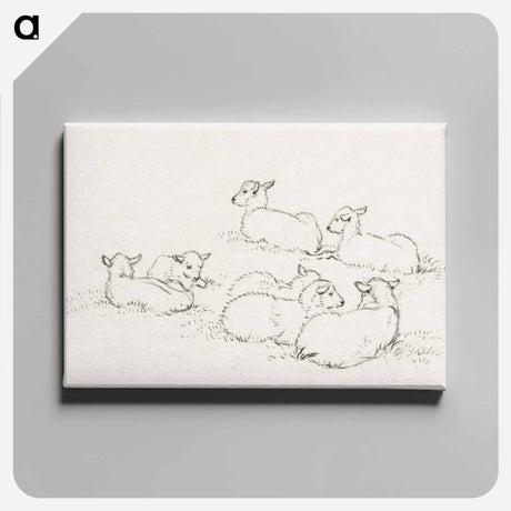 アートパネル-Six lying lambs - ジャン ベルナール Canvas.
