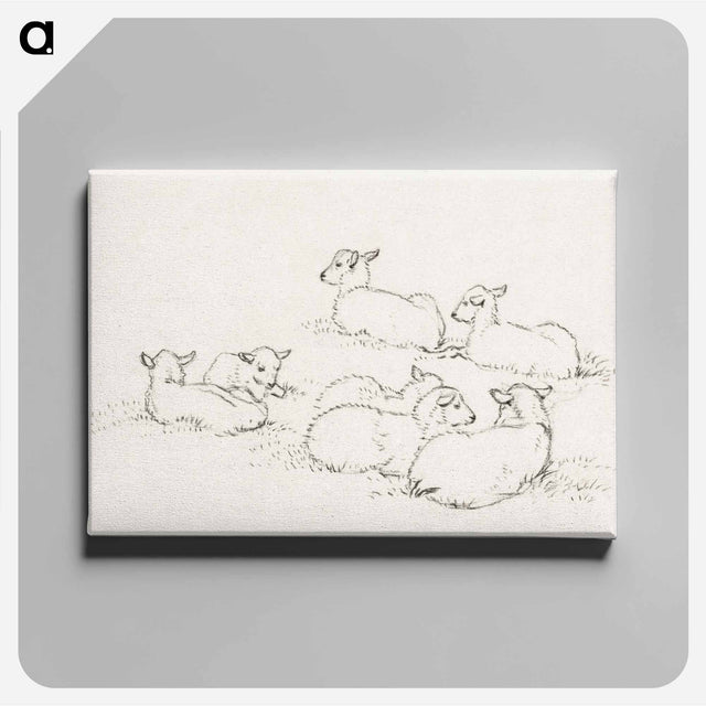 アートパネル-Six lying lambs - ジャン ベルナール Canvas.
