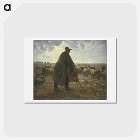 アートポストカード-Shepherd Tending His Flock - ジャン フランソワ ミレー Postcard.