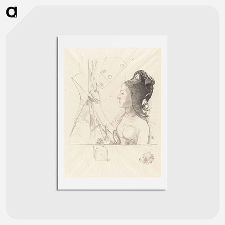 アートポストカード-Femme de Profil - オディロン ルドン Postcard.