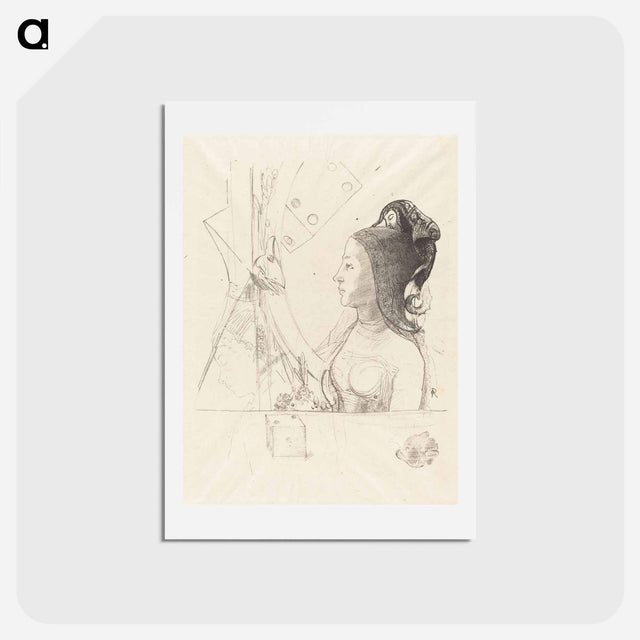 アートポストカード-Femme de Profil - オディロン ルドン Postcard.