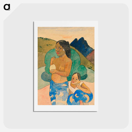 アートポストカード-Two Tahitian Women in a Landscape - ポール ゴーギャン Postcard.