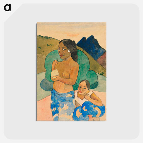 アートポストカード-Two Tahitian Women in a Landscape - ポール ゴーギャン Postcard.