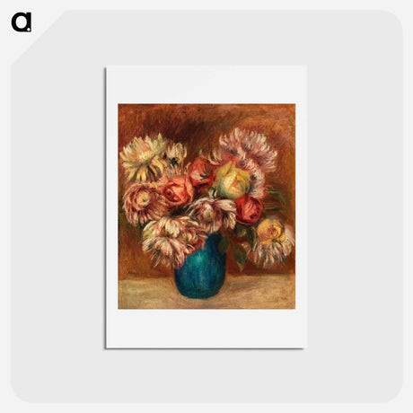 アートポストカード-Flowers in a Green Vase - ピエール オーギュスト ルノワール Postcard.