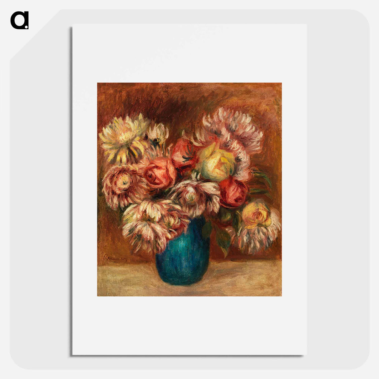 Flowers in a Green Vase - Pierre-Auguste Renoir Poster.