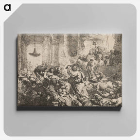 アートパネル-Christ Driving the Money Changers from the Temple - レンブラント ファン レイン Canvas.