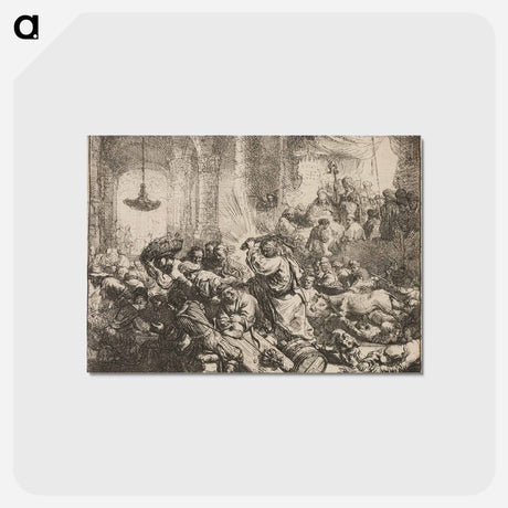 アートポストカード-Christ Driving the Money Changers from the Temple - レンブラント ファン レイン Postcard.