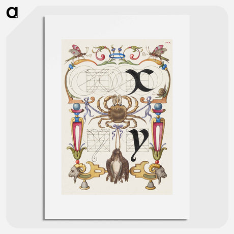 アートポスター-Guide for Constructing the Letters x and y from Mira Calligraphiae Monumenta or The Model Book of Calligraphy
 - 書道のお手本 Poster.