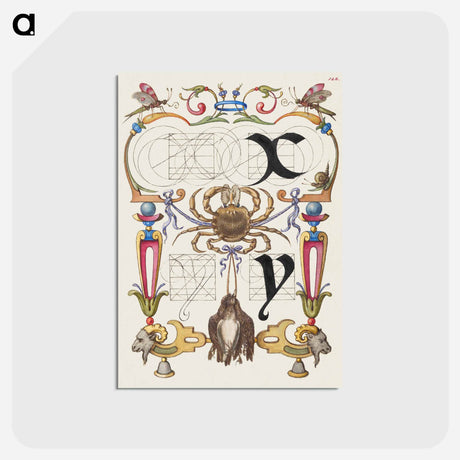 アートポストカード-Guide for Constructing the Letters x and y from Mira Calligraphiae Monumenta or The Model Book of Calligraphy
 - 書道のお手本 Postcard.