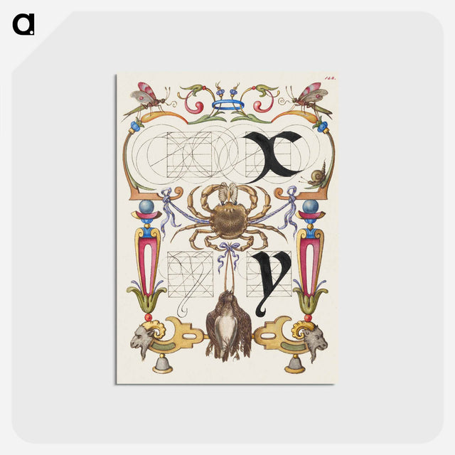 アートポストカード-Guide for Constructing the Letters x and y from Mira Calligraphiae Monumenta or The Model Book of Calligraphy
 - 書道のお手本 Postcard.