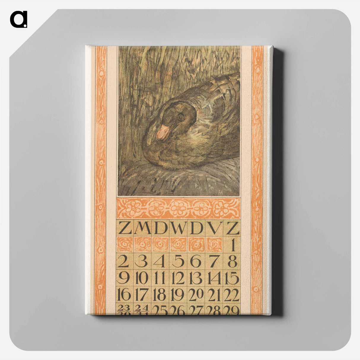 Kalenderblad mei met broedende eend - テオ ヴァン ホイテマ Canvas.