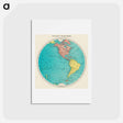アートポストカード-Western Hemisphere - アンティーク地図 Postcard.