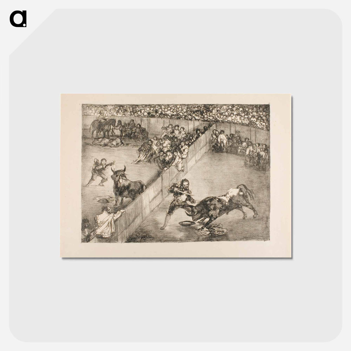 アートポストカード-Bullfight in a divided ring - フランシスコ デ ゴヤ Postcard.