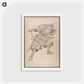 アートポストカード-Katsushika Hokusai’s samurai, Album of Sketches - 葛飾 北斎 Postcard.