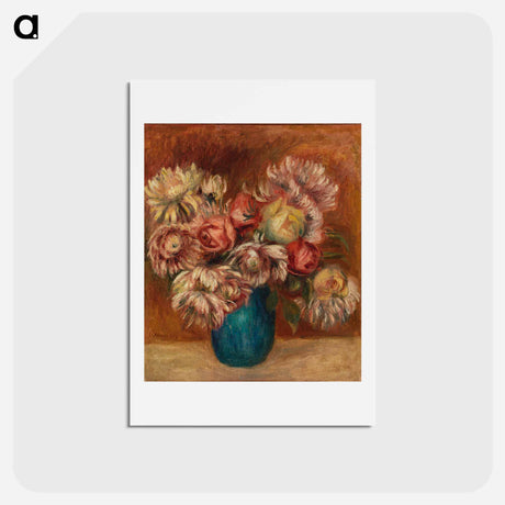 アートポストカード-Flowers in a Green Vase - ピエール オーギュスト ルノワール Postcard.
